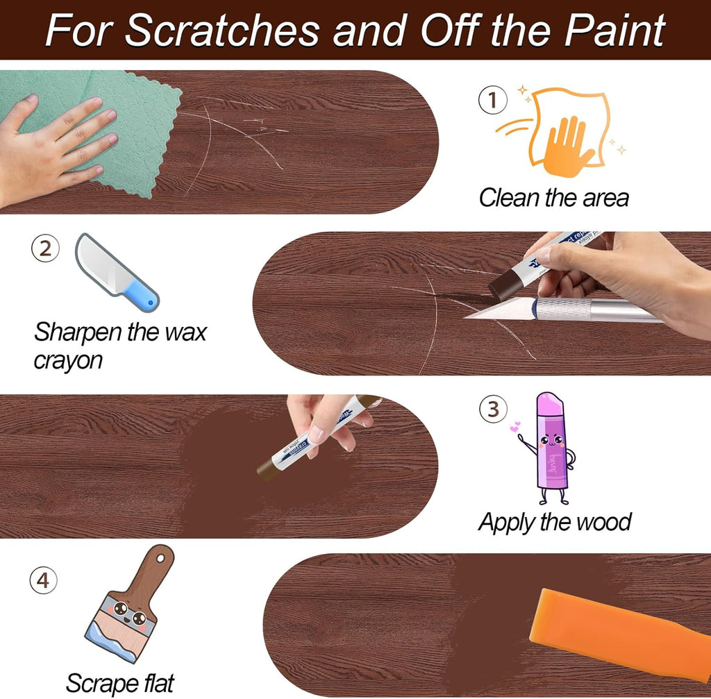 16+4P Wood Filler Sticks with 1P Box, 1P Knife, 1P Scraper and 1P Rag, Pletpet 16 Color Furniture