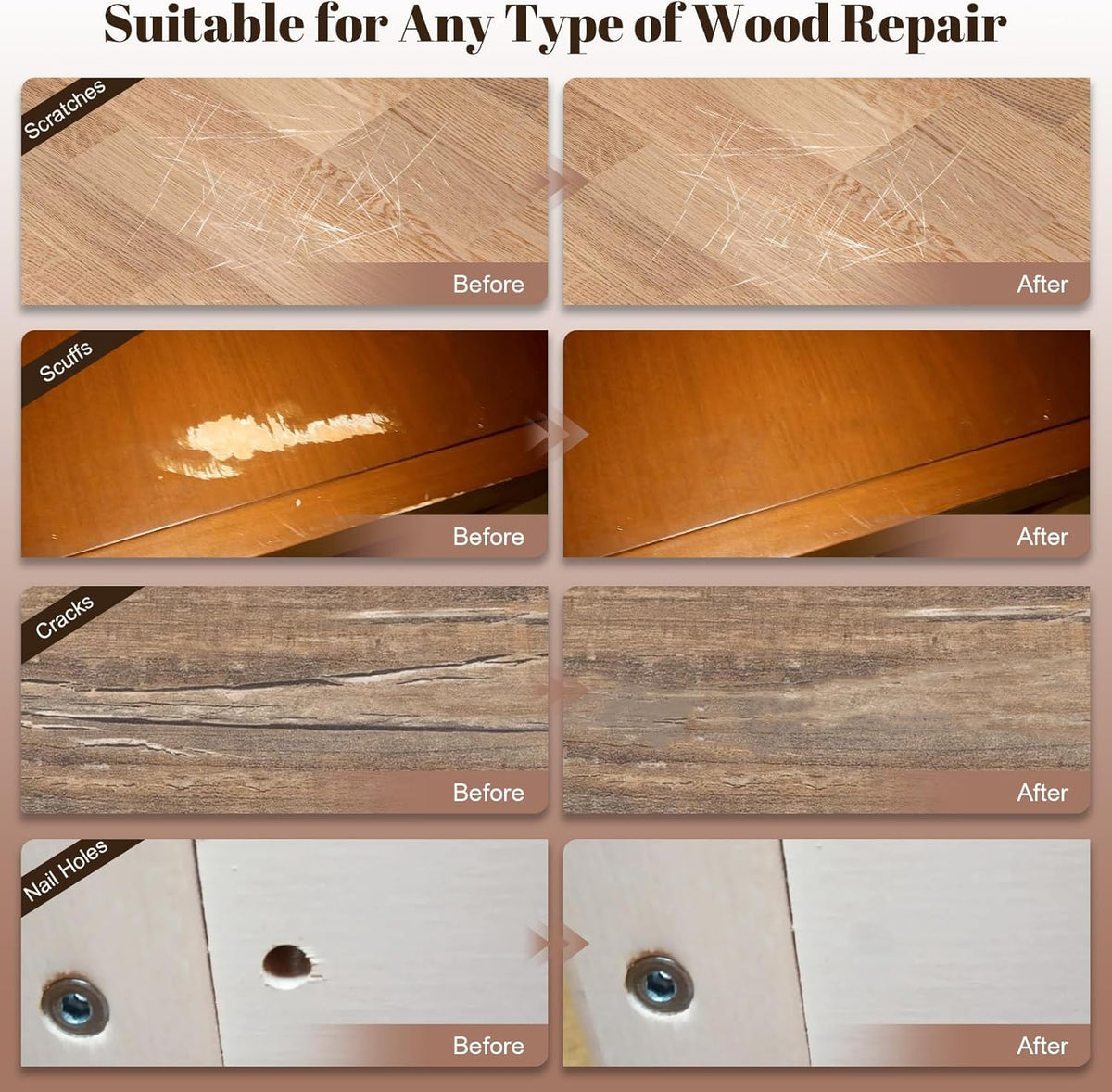 20 Colors Wood Filler Sticks Furniture Markers Touch up,Fill Putty Stick for Repair Furniture