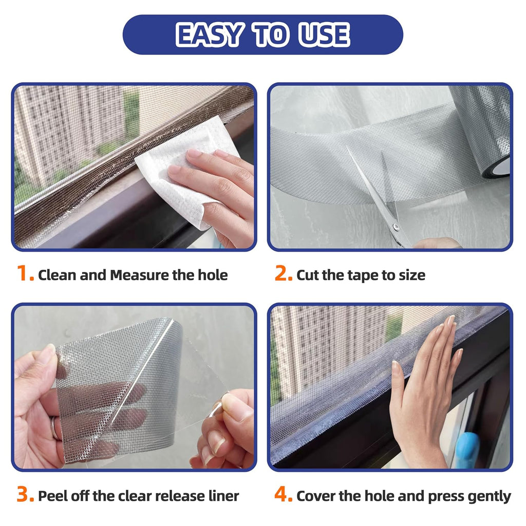 KING MOUNTAIN Grey Window Screen Repair Tape,3inX40FT Heavy Duty Screen Repair Kit for Window