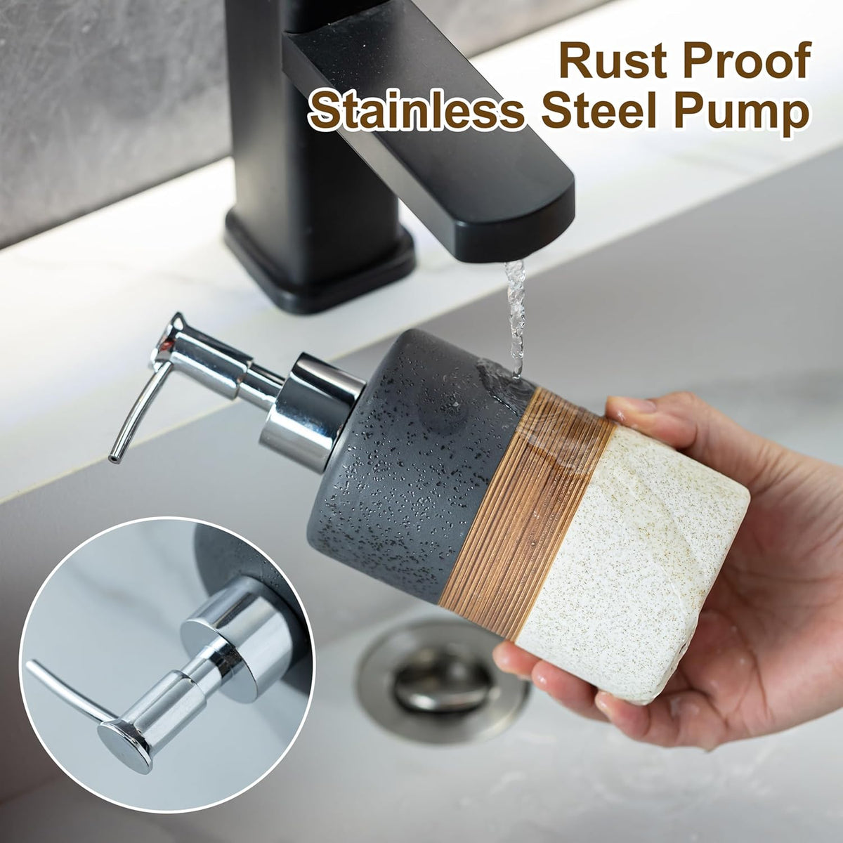 Ceramic Dish Soap Dispensers Set(2 Pack), Hand, Dish, Shower Soap Dispenser for Kitchen Sink &
