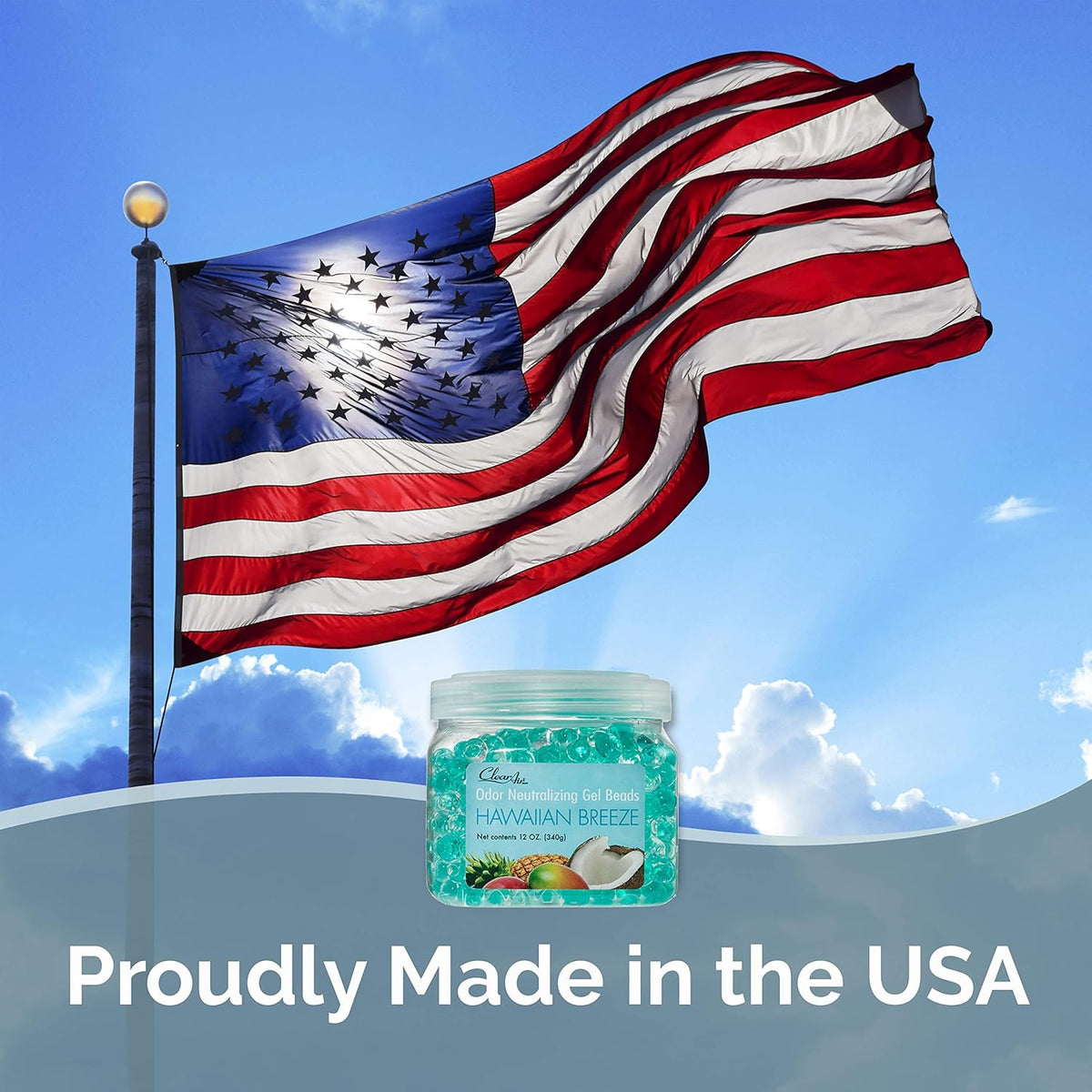 Clear Air Odor Eliminator Gel Beads - 12 oz, Pack of 2 - Air Freshener Made with Essential Oils