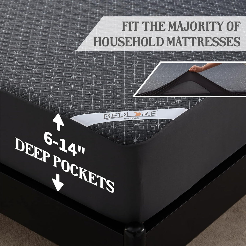 BEDLORE Twin Mattress Protector, Waterproof Noiseless Mattress Cover with Stretchable Pockets for