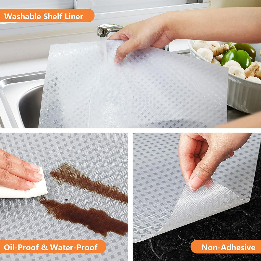 Shelf Liners for Kitchen Cabinets Refrigerator Liners Waterproof & Oil-Proof Kitchen Cupboard Liner