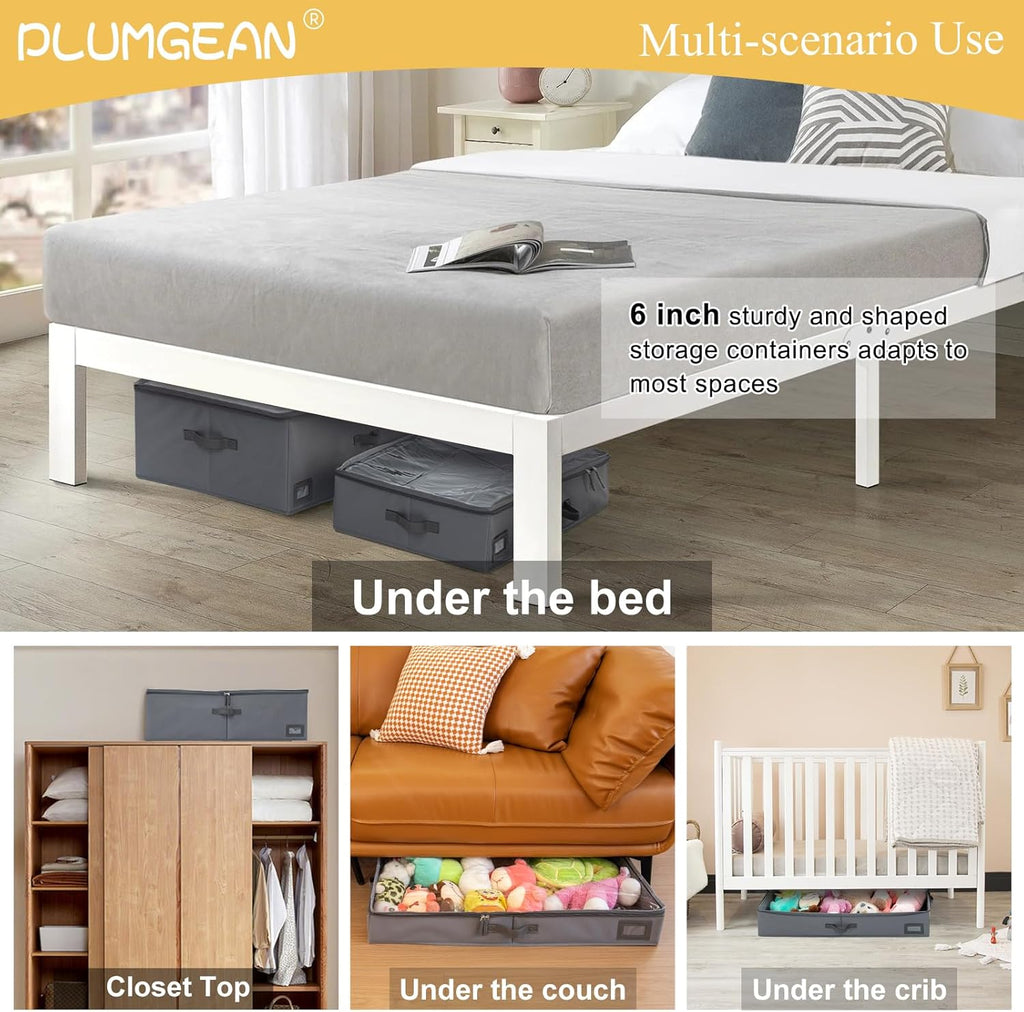 6-Inch Under Bed Storage Containers (2-Pack) | Sturdy Sidewalls | Clear Cover & Label Holder |