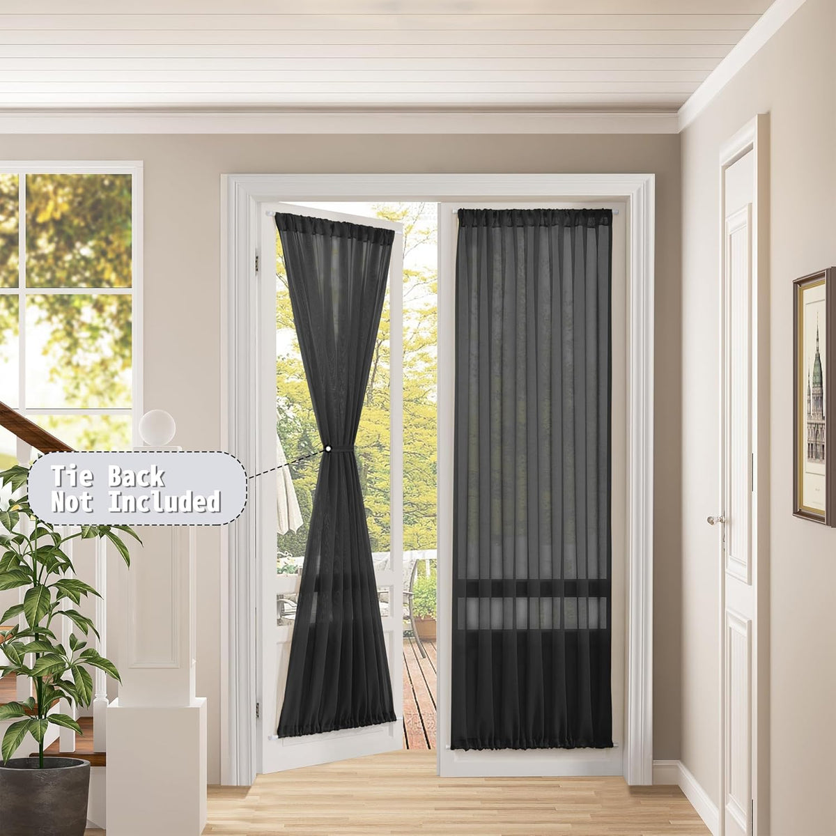 Tollpiz Sheer Door Curtain Closet Linen Textured Curtains Sheer Doorway Light Filtering Voile Patio
