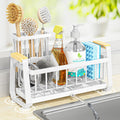 Doasuwish Kitchen Sink Caddy with High Brush Holder,Self-Draining kitchen Countertop
