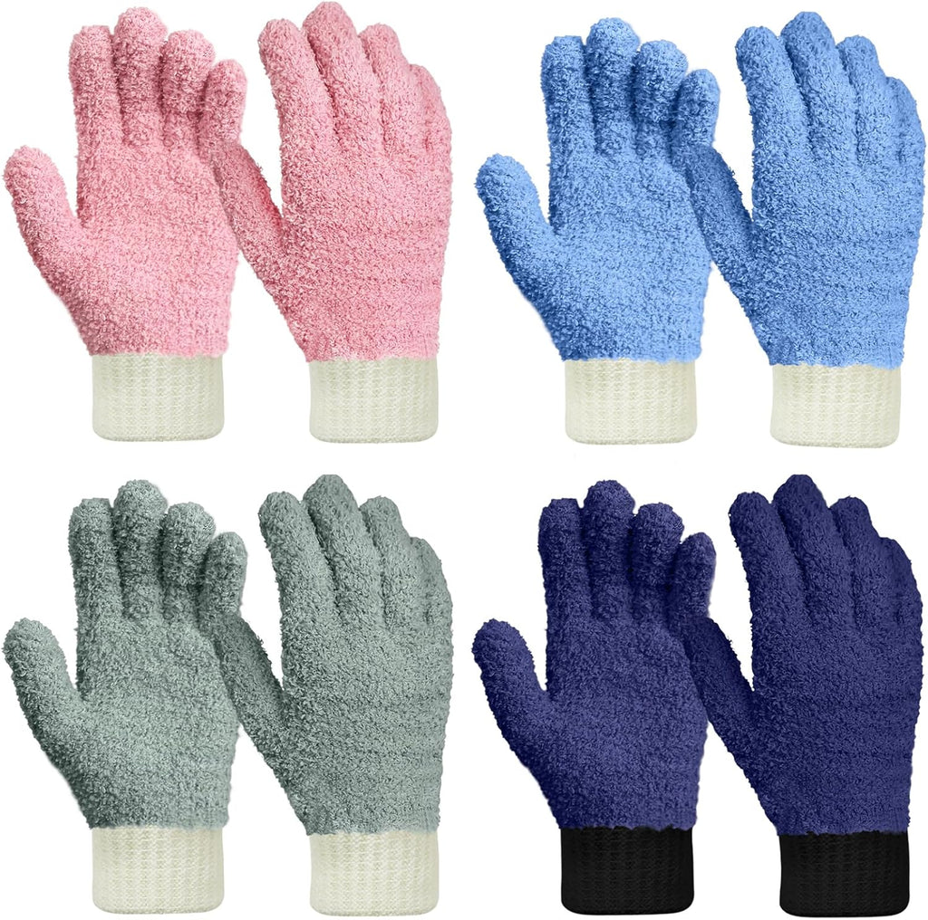 MIG4U 4 Pairs Microfiber Gloves - Dusting Gloves for House Cleaning - Washable Blind Cleaner Duster