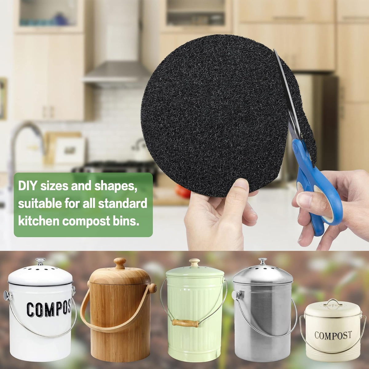 MyLifeUNIT 16 Pack Compost Bin Filter, Kitchen Compost Pail Charcoal Filter Replacements (7.25