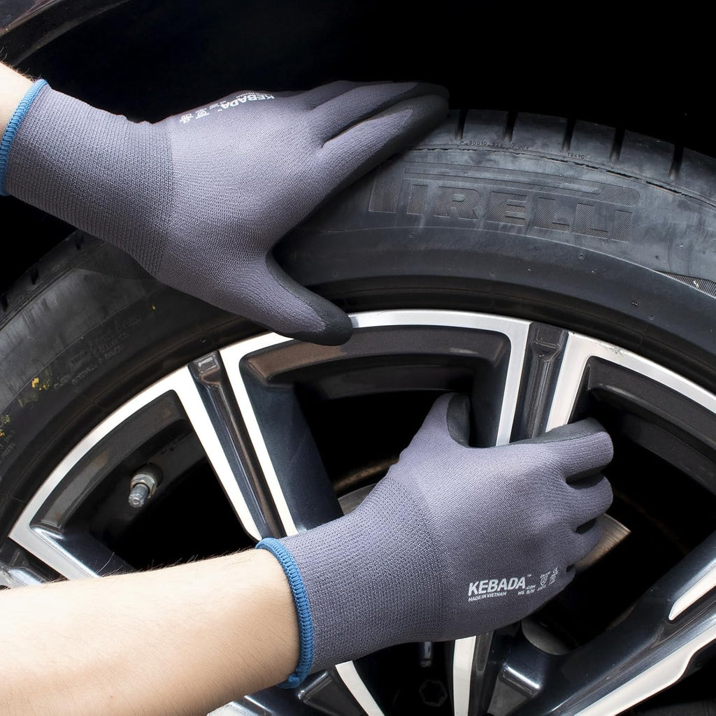 Kebada Work Gloves for Men and Women, Foam Nitrile Coated Safety Gloves with Grip, Ideal for