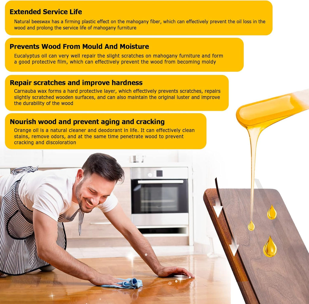 CARGEN Beeswax Furniture Polish, Wood Seasoning Beeswax for Furniture Wood Wax for Dining Table
