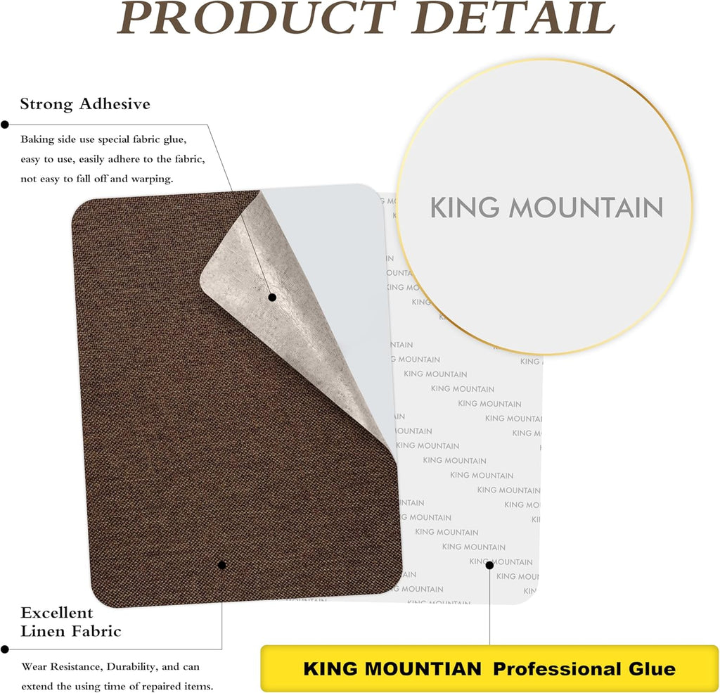 KING MOUNTAIN Coarse Linen Repair Patches, Self-Adhesive Linen Fabric Patches, 8X11 inch, Multi