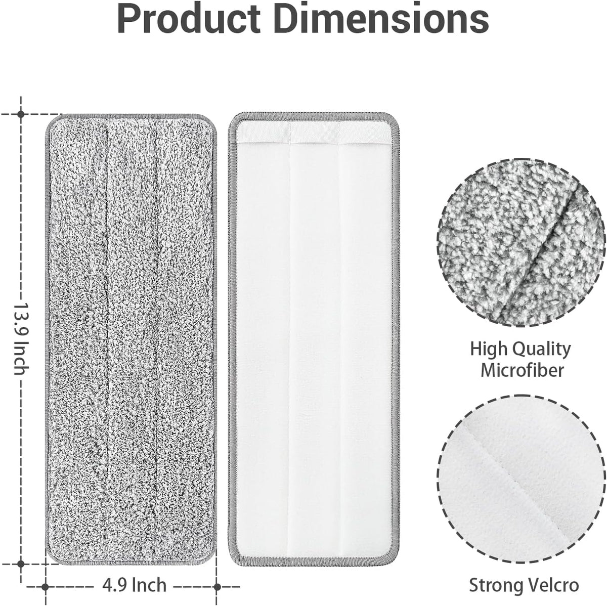 10Pcs Joymoop Mop Replacement Pads, 13 * 4.9'' Universal Mop Pads Mop Head Refills Washable Wet