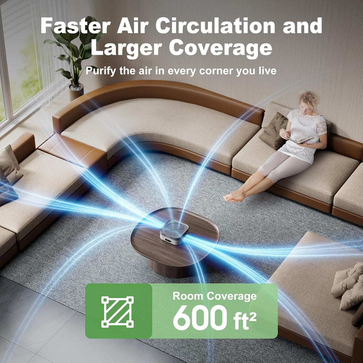 Air Purifier 2 Pack for Bedroom Up to 1200 ft², H13 True HEPA Air Purifier for Pets Dust Dander