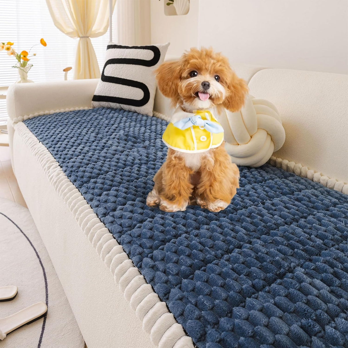 OTOB All Seasons Sofa Covers for 3 Cushion Couch Washable, Fuzzy Non Slip Kids & Pet Friendly Couch