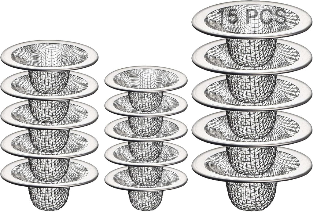 Bathroom Mesh Sink Drain Strainer Screen, 15PCS Drain Mesh Basket Cover Stainless Steel Slop Basket
