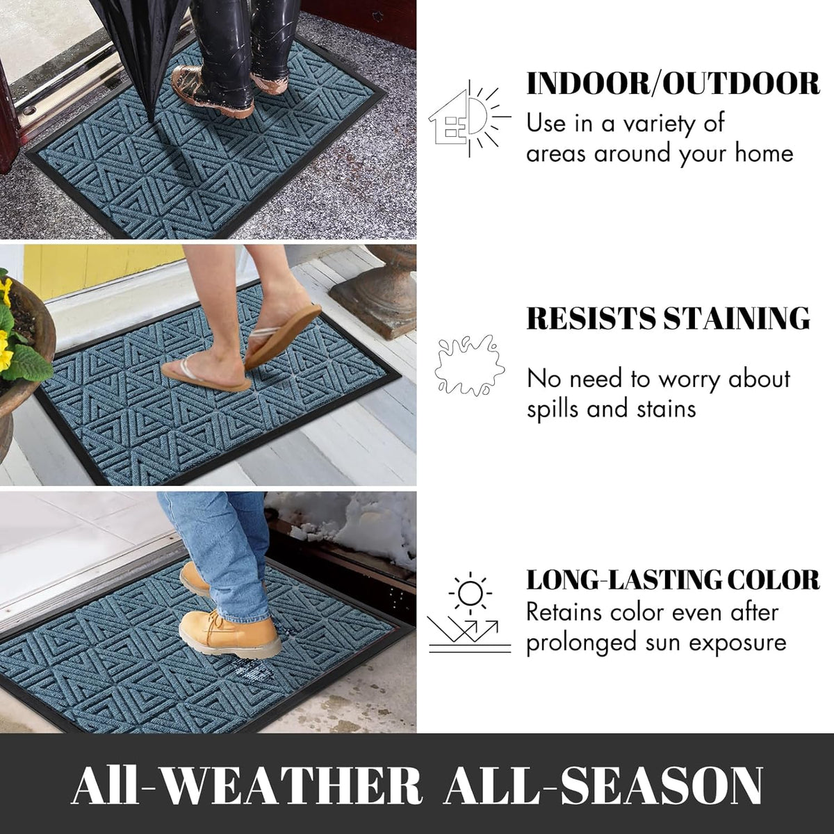 Yimobra Large Door Mat 36x24, All-Weather Waterproof Non-Slip Welcome Matt Outdoor, Heavy Duty Non