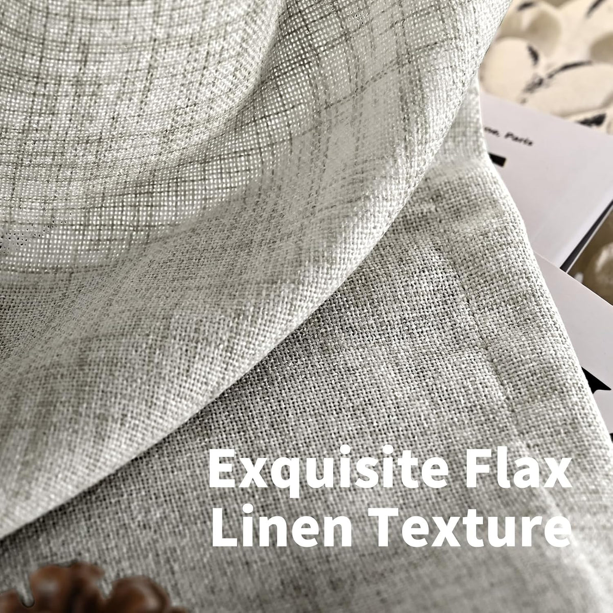 YoungsTex Dark Grey Linen Curtains 78 Inch Length for Living Room, Light Filtering Semi Sheer