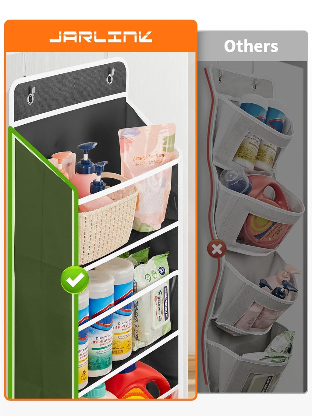 JARLINK 2 Pack Toy Stuffed Animal Storage, Over The Door Organizer W/Clear View Windows, 44lb Load
