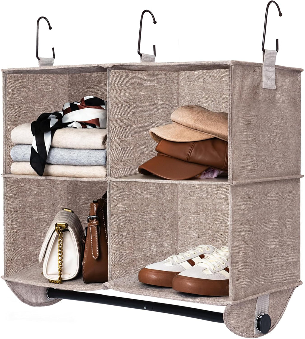 StorageWorks Hanging Closet Organizer with Metal Rod, 4-Section Closet Organizers and Storage