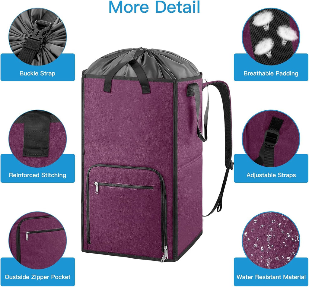 Bukere Laundry Tote Basket, Laundry Backpack Bag for Guys Girls Boys, Collapsible Laundry Hamper