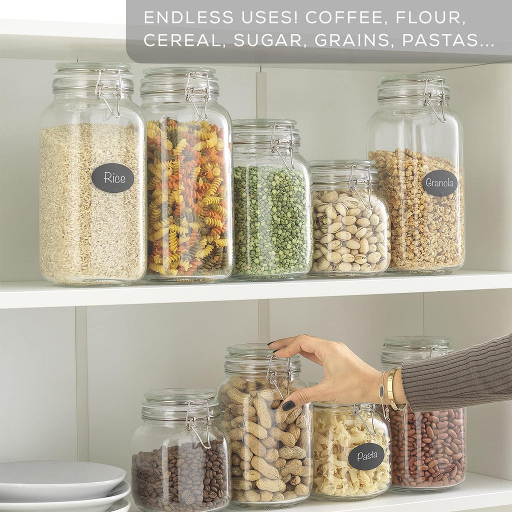 JoyJolt Airtight Glass Jars with Lids Set of 3. 78oz Glass Jar with Lid and 6 Silicone Seals! Large