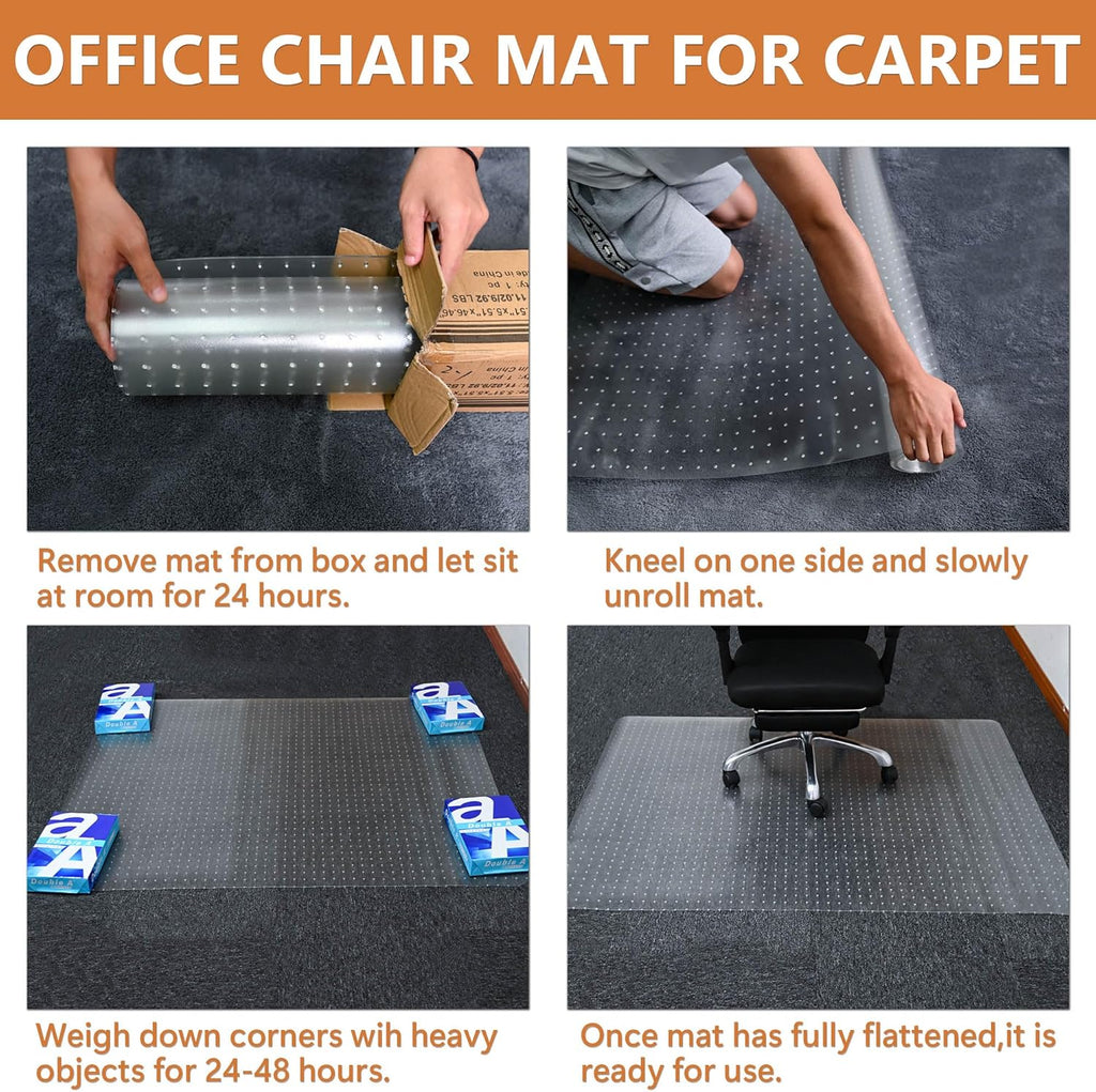Office Chair Mat for Carpets - 45” x 53” Clear Carpet Chair Mats for Low Pile Carpeted Floors Home