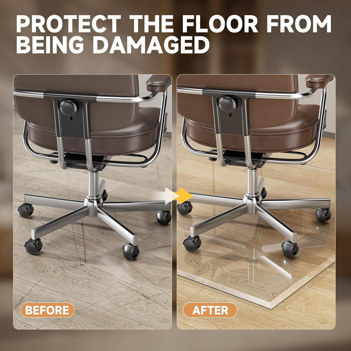 [Tempered Glass] 47“ x 40” Beveled Edge Glass Chair Mat with Polished Edge Clear Office Chair Mat