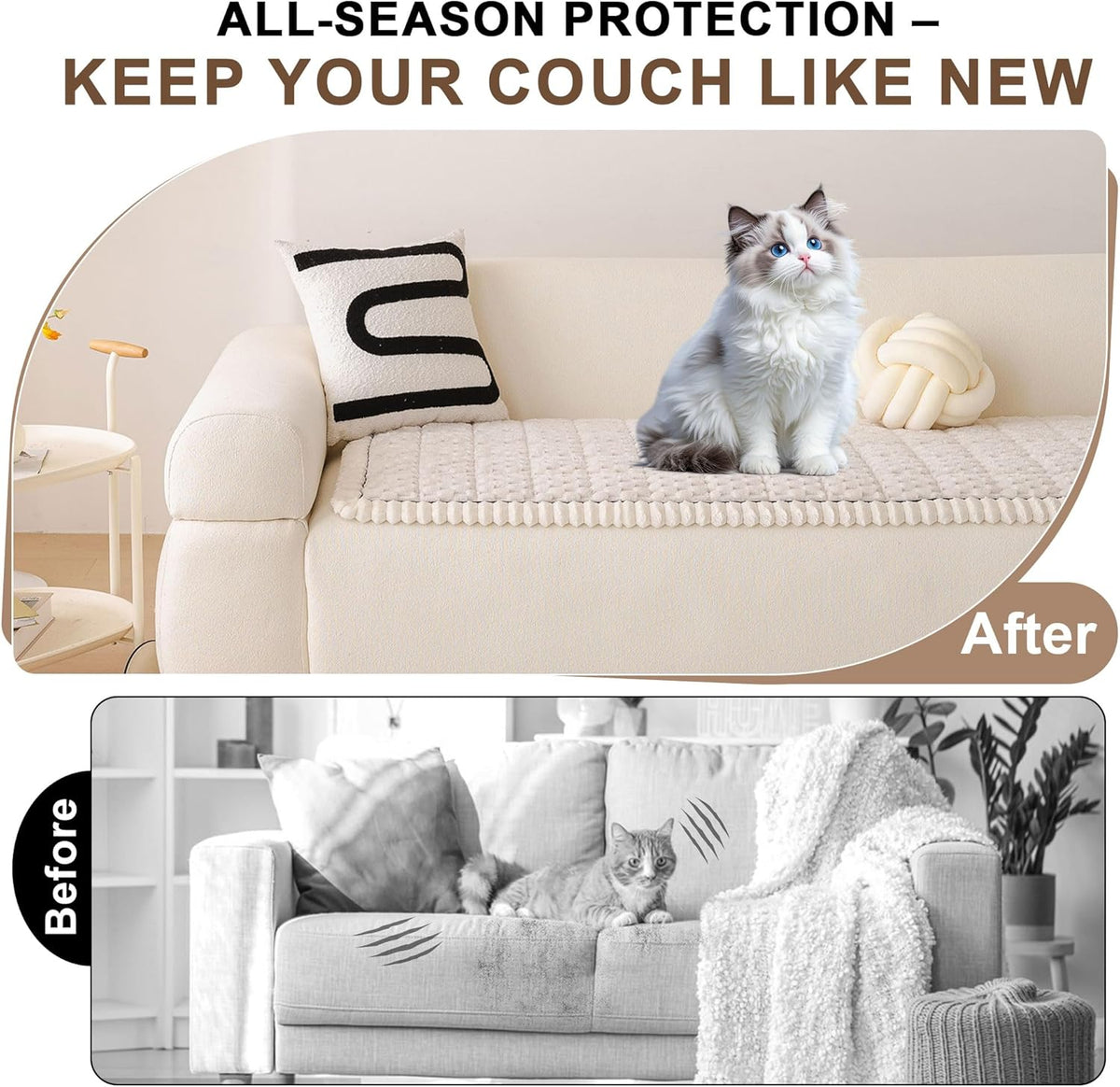 OTOB Couch Covers for Dogs Washable, Non Slip Plush Fuzzy Sofa Slipcovers Dog Cushion Mat, Soft
