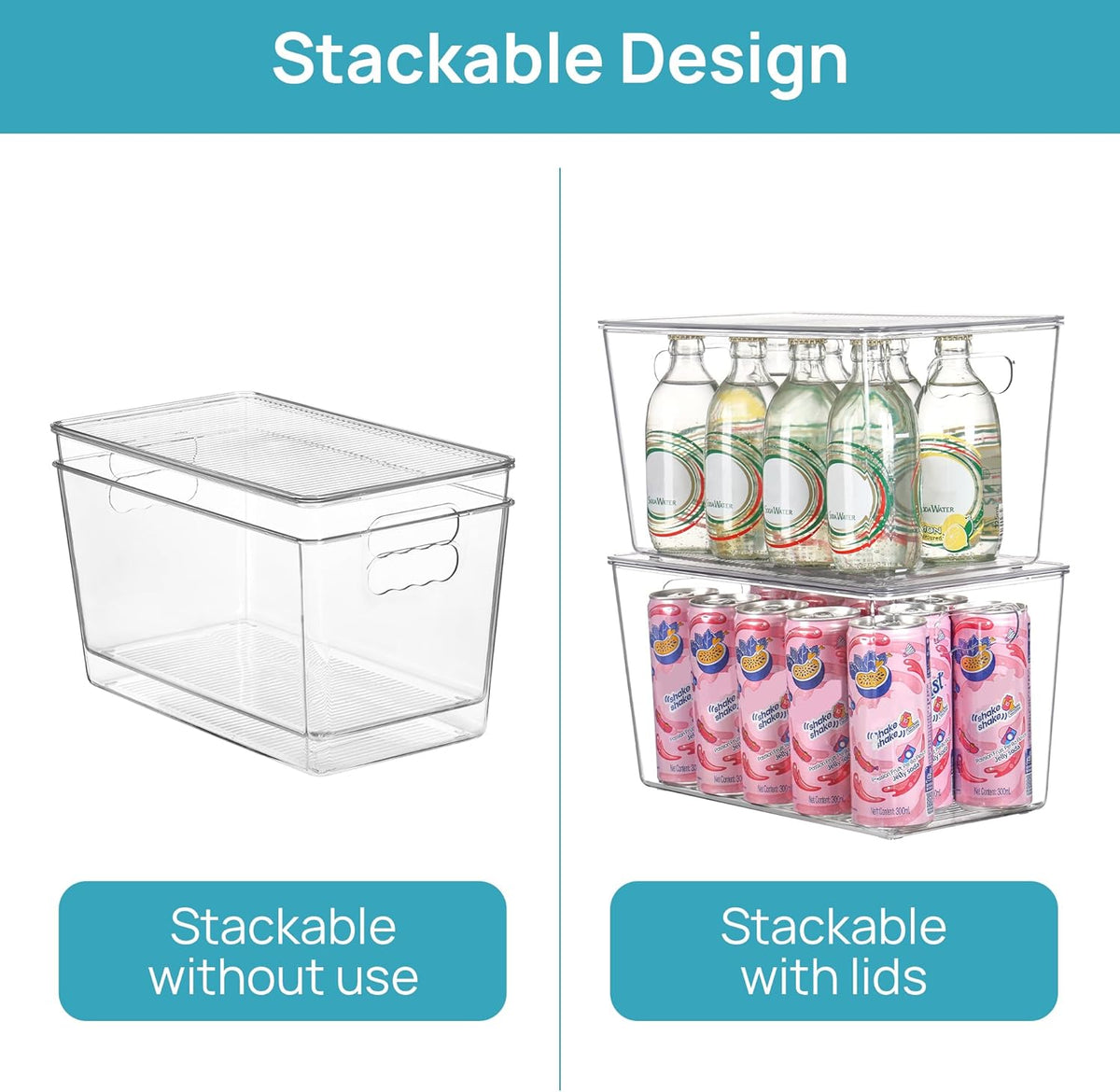 Vtopmart 10 Pack Clear Stackable Storage Bins with Lids,XLarge Plastic Containers with Handle for