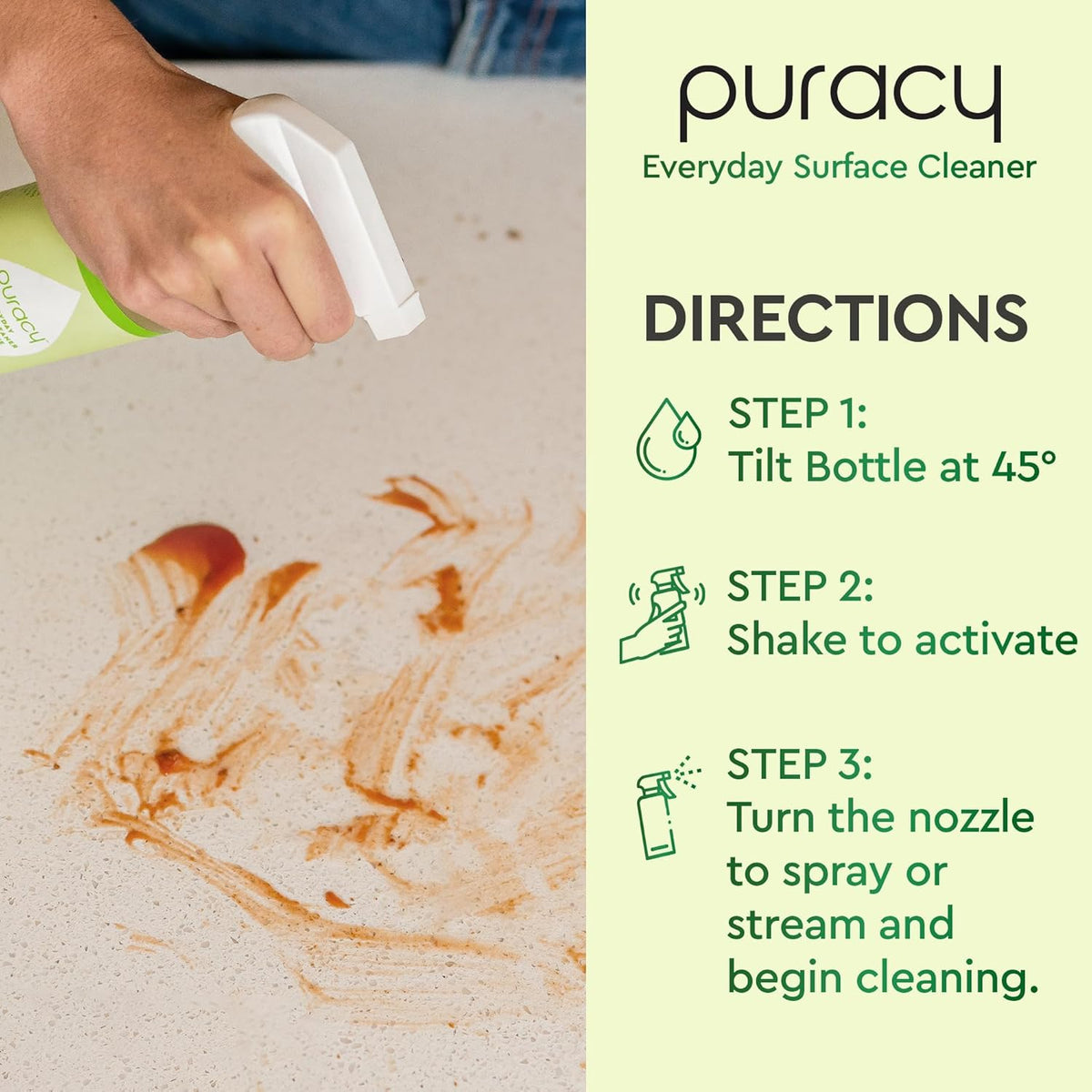 Puracy Multi-Surface Cleaner Spray - Plant-Powered Everyday Surface Cleaner - Natural All Purpose