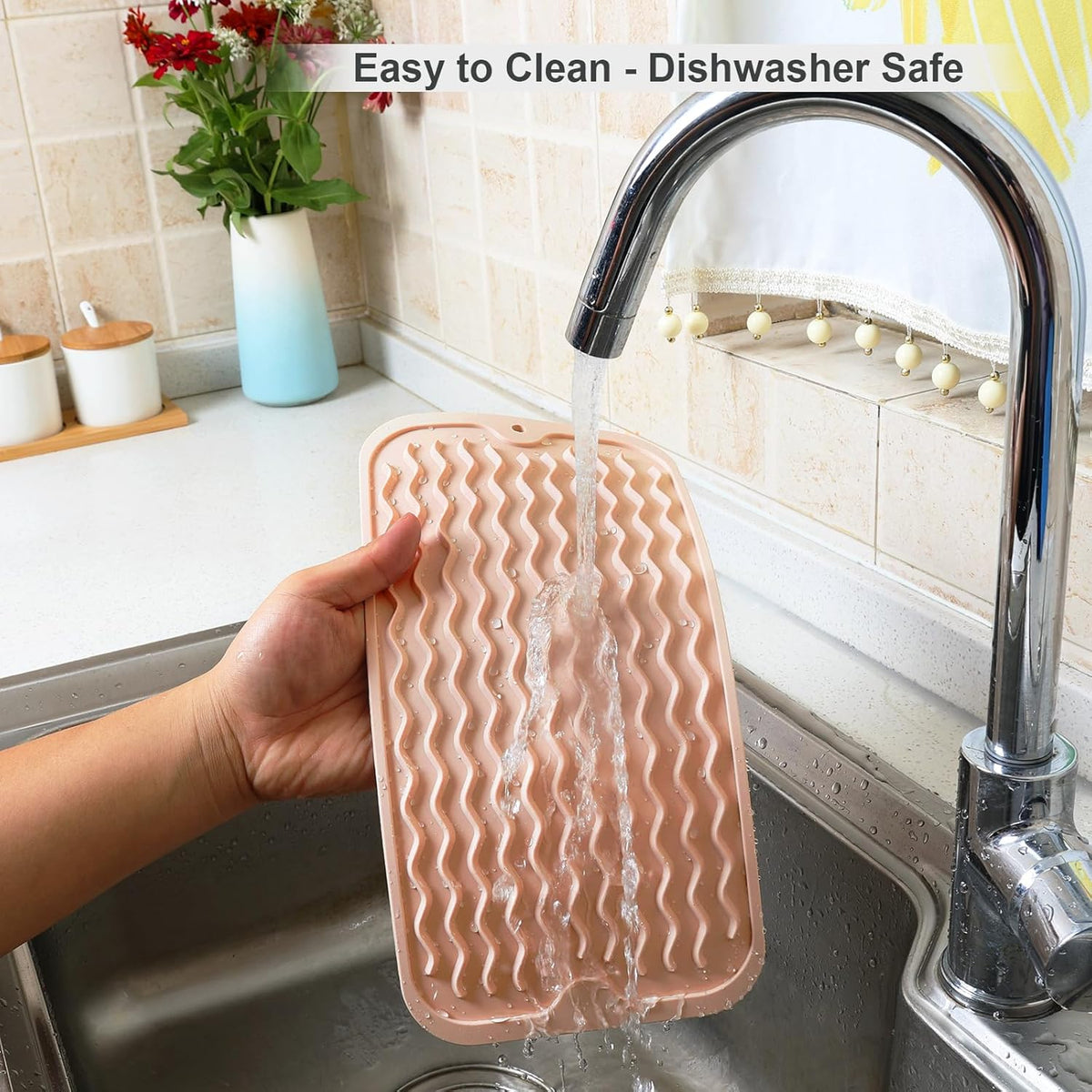 ZLR Silicone Dish Drying Mat for Kitchen Counter, Eco-Friendly Fast Dry Dish Mat, Easy Clean Multi
