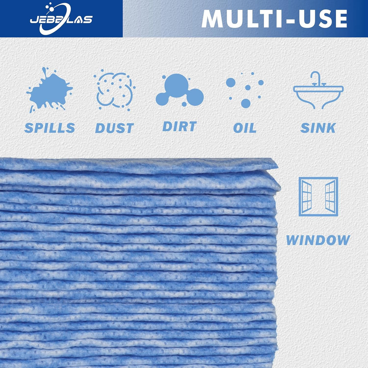 JEBBLAS 100Pcs Reusable Cleaning Cloths 11.8‘’x11.8‘’ Handi Wipes Reusable Cloths Dry Cleaning