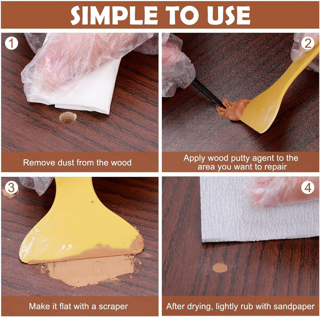 SEISSO Wood Filler, Walnut Wood Putty for Trim, Wood Filler Paintable, Stainable, Water-Based Wood