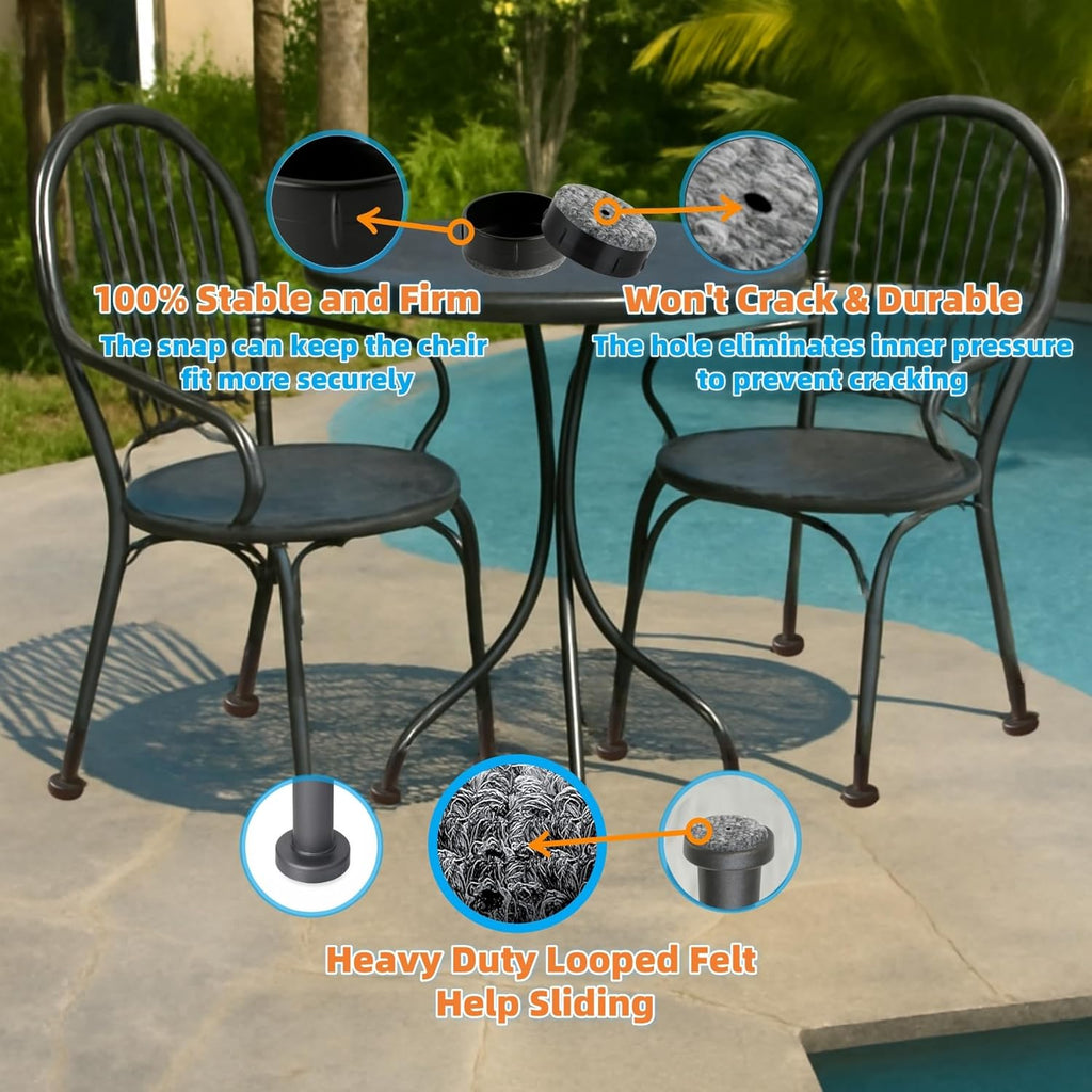 Wrought Iron Patio Furniture Feet Caps - Furnigear 1-1/2" Round Plastic Outdoor Chair Leg Caps