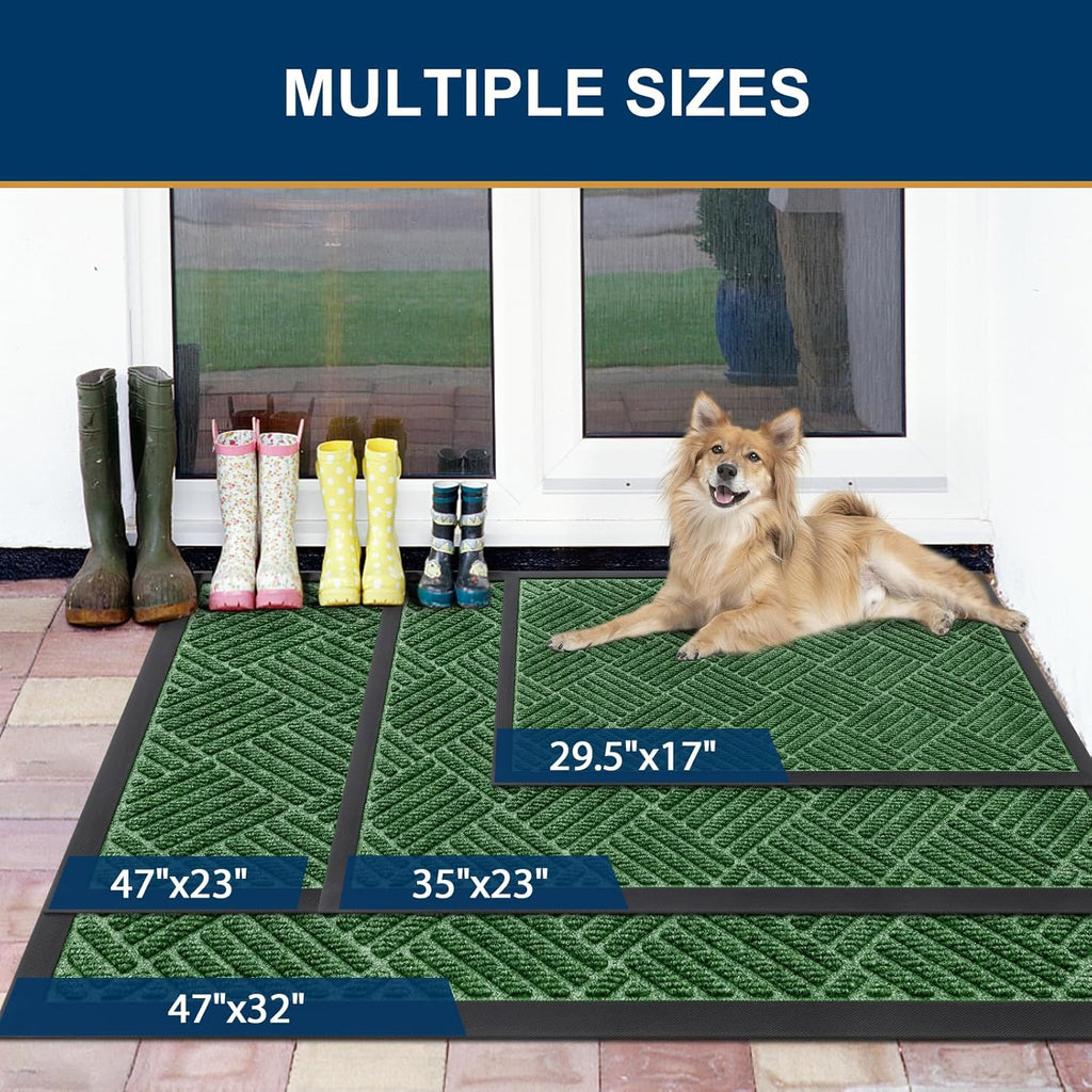 Smiry Front Door Mat Outside Entrance, Heavy Duty Outdoor Indoor Mat, Natural Rubber Doormat, Non
