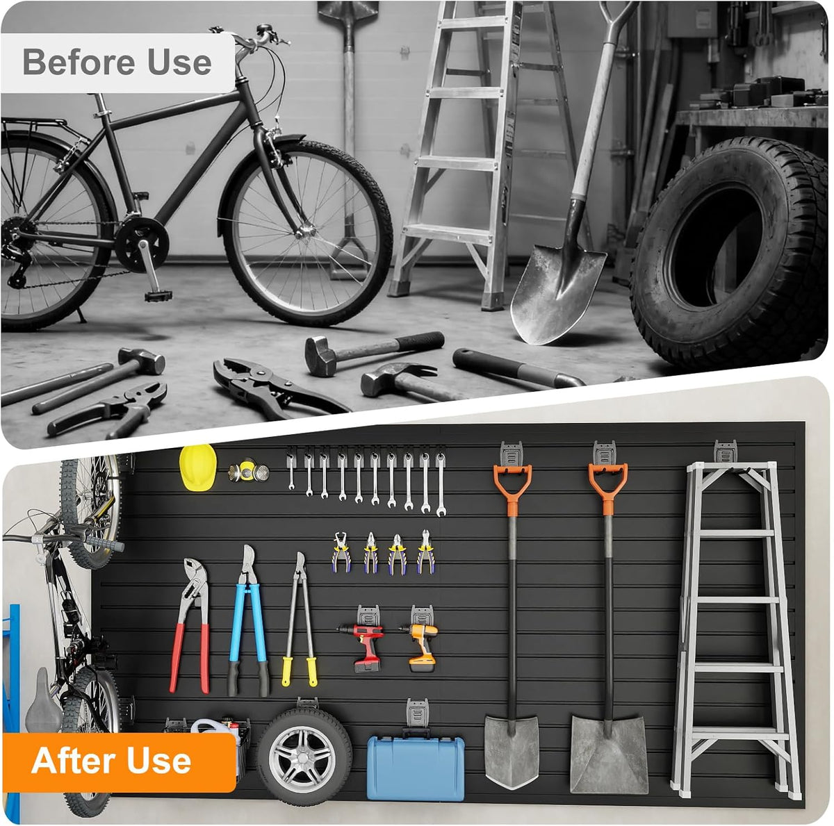 DoCred Slatwall Paneling Organizer, 4x7.5 FT PVC Garage Slat Wall Storage Systems, Heavy Duty