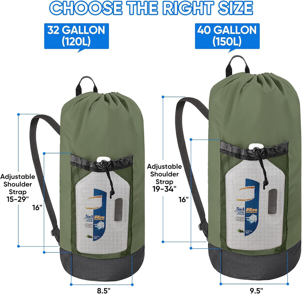 BALEINE 120L Laundry Bag Backpack, 900D Oxford Fabric Large Travel Laundry Bags with Shoulder
