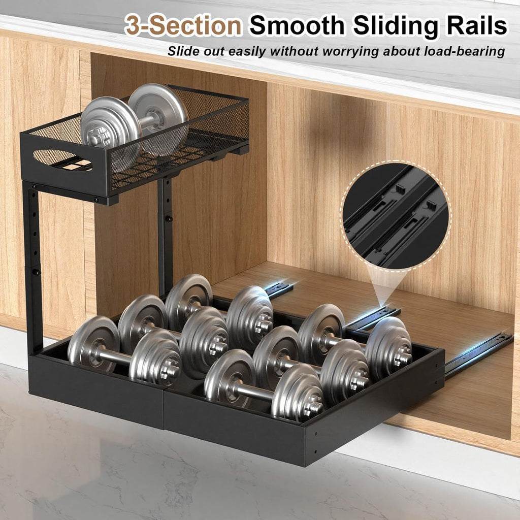 Housolution Under Sink Organizer, 13"-20" Width Expandable, 13"-17" Height Adjustable, 2 Tier Metal