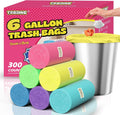 300 Count 6 Gallon Trash Bags - 22 Liter Colored Medium Garbage Bags Unscented 0.94 Mil Thick &