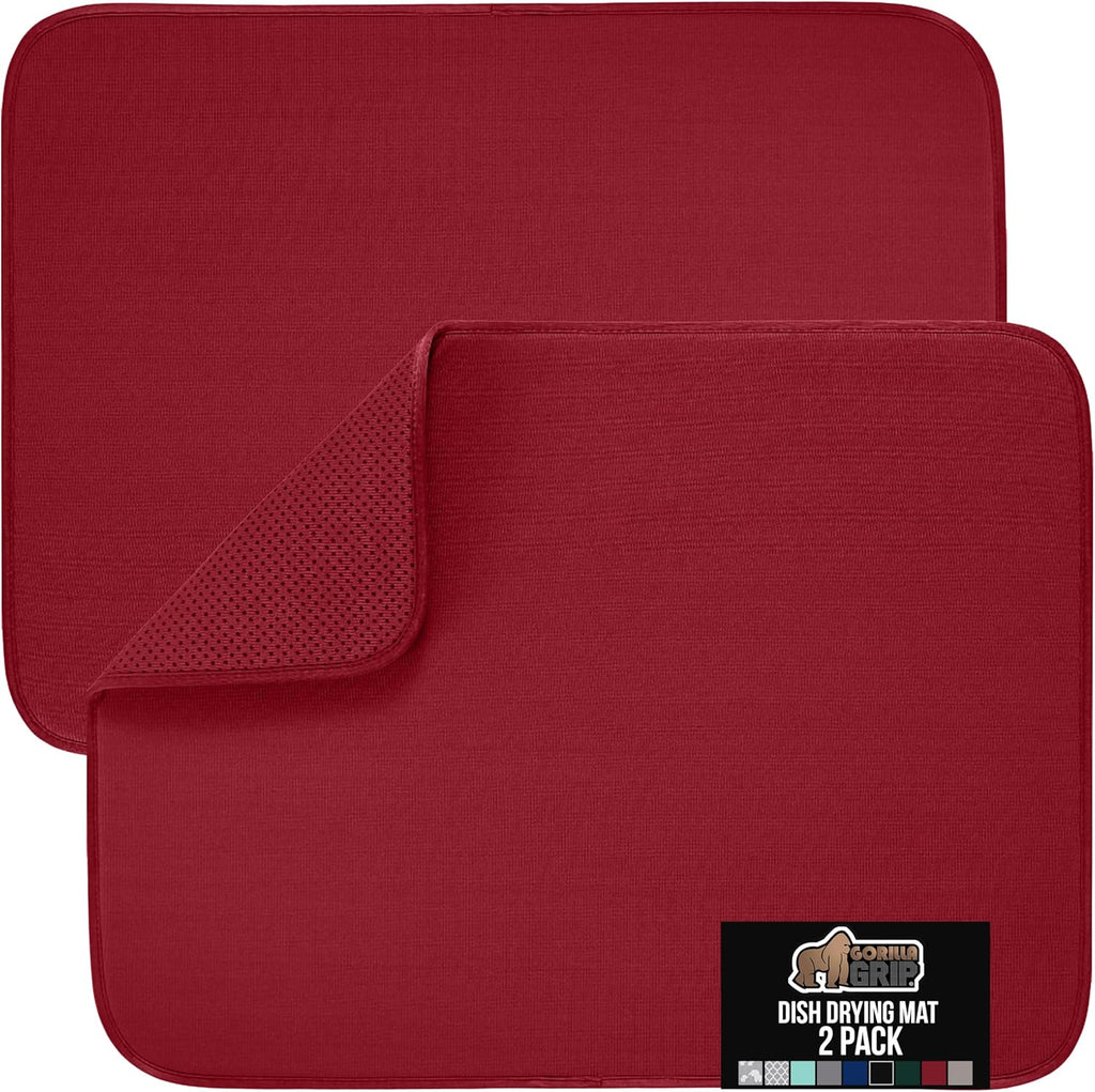 GORILLA GRIP Ultra Water Absorbent Microfiber Dish Drying Mat, Quick Dry Thick Mesh, Slip Resistant