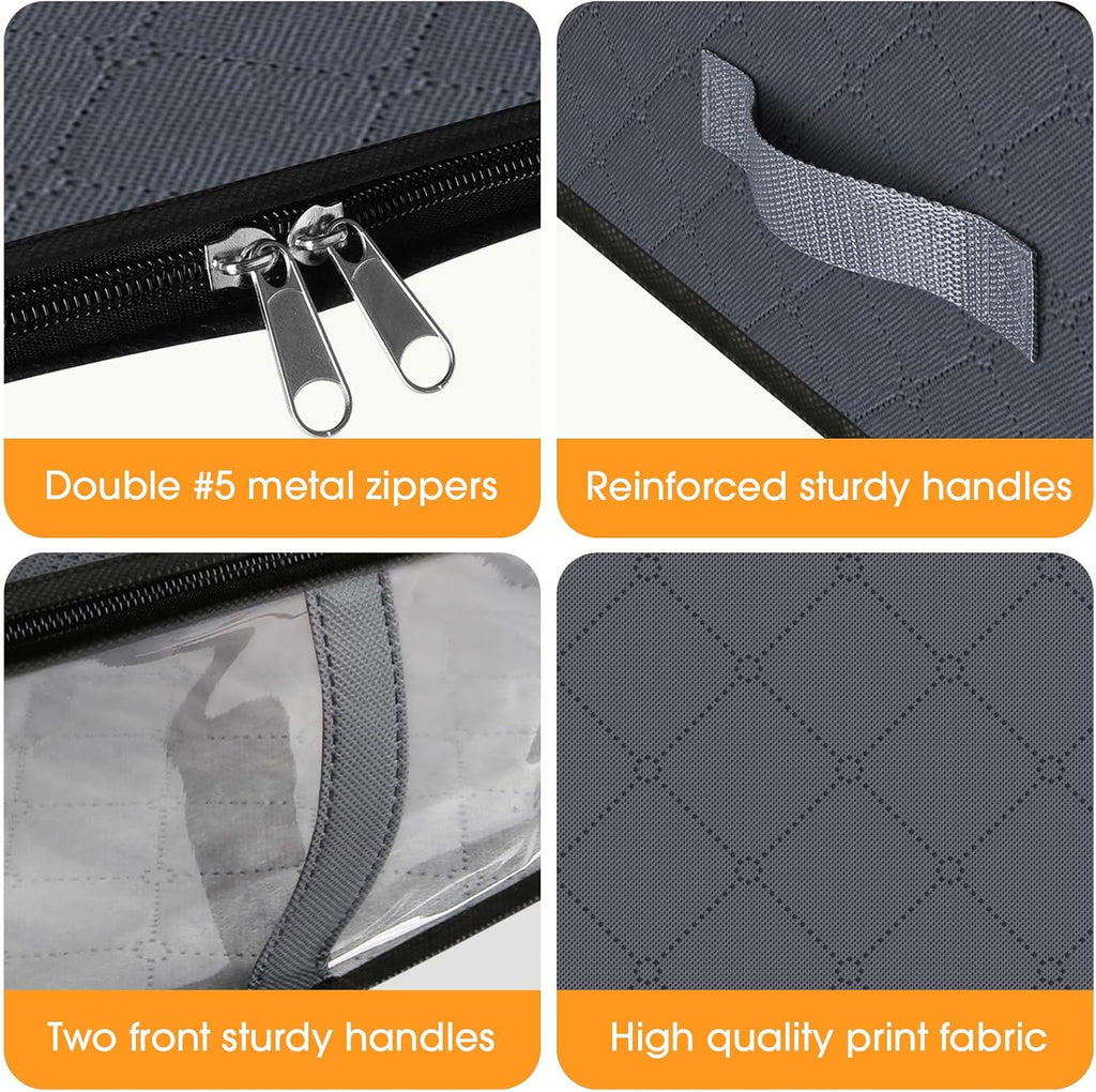 StorageRight Under Bed Storage Bins, 4-Pack 40L Foldable Fabric Storage Bags with Transparent