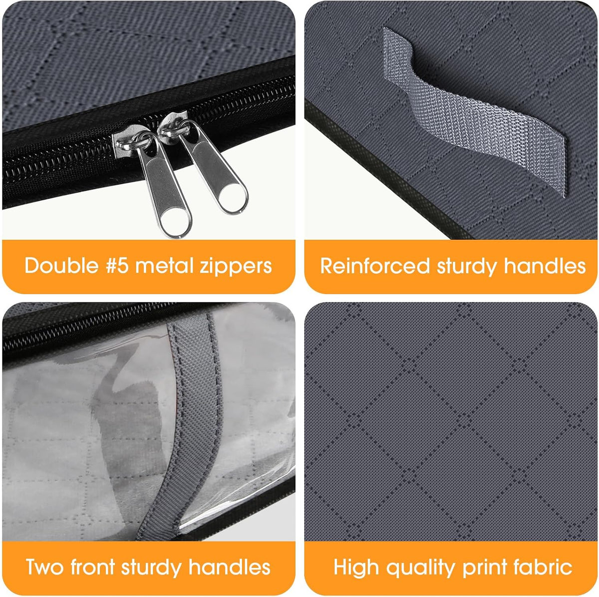 StorageRight Under Bed Storage Bins, 4-Pack 40L Foldable Fabric Storage Bags with Transparent