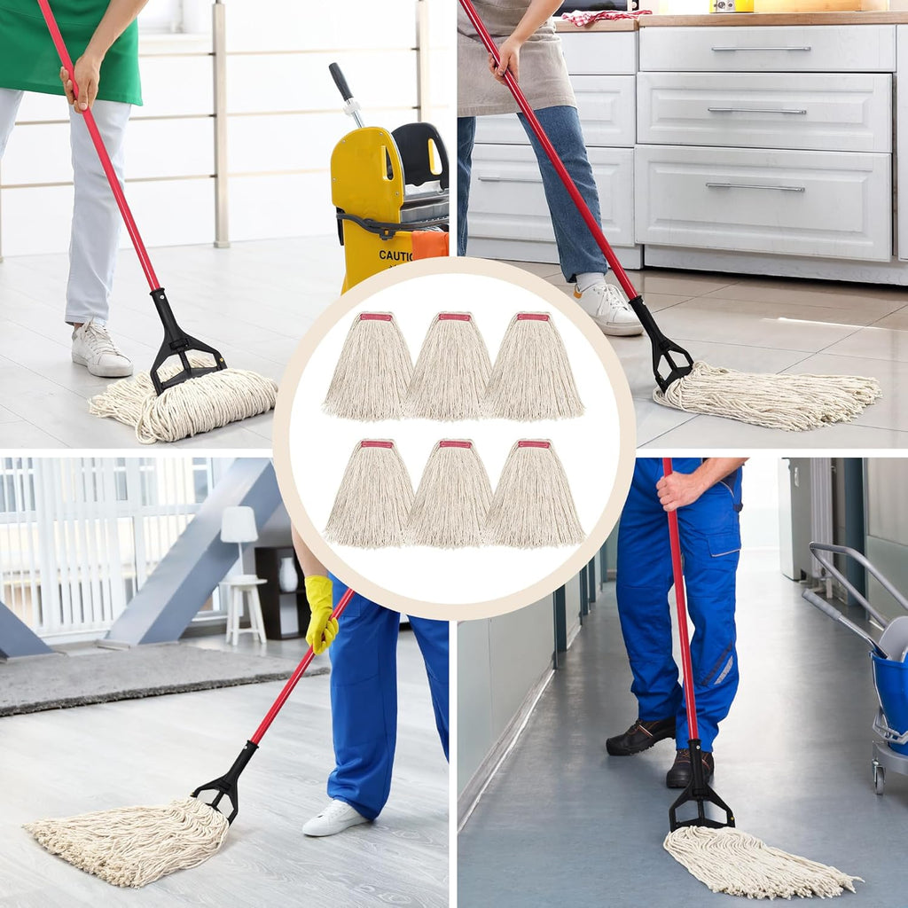 Matthew Cleaning 16oz 6Pack Cotton Floor Mop,Cotton Looped-Open String Heavy Duty String Refills