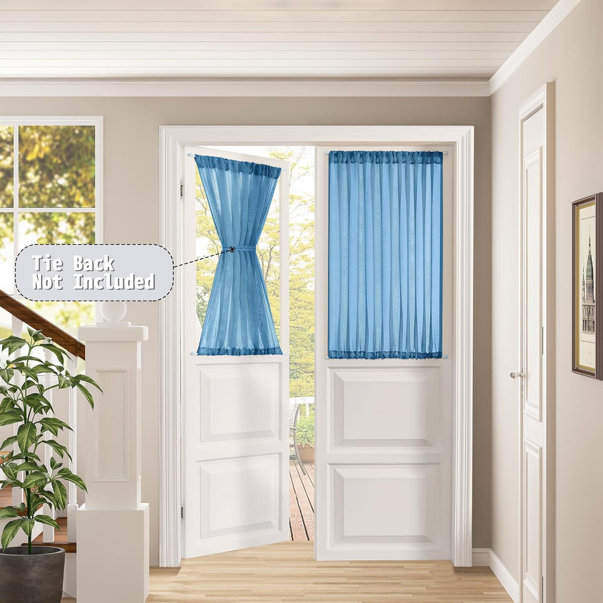 Tollpiz Small Sheer Door Curtain Closet Linen Textured Curtain Sheers Doorway Light Filtering Voile
