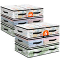 6 Pack Under Bed Storage Bags, 60L Foldable Clear Containers with Handles