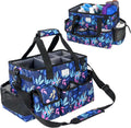 Cleaning Organizer, Large Caddy Bag for Supplies, Housekeeper's Bag with Handle (Blue Leaf)