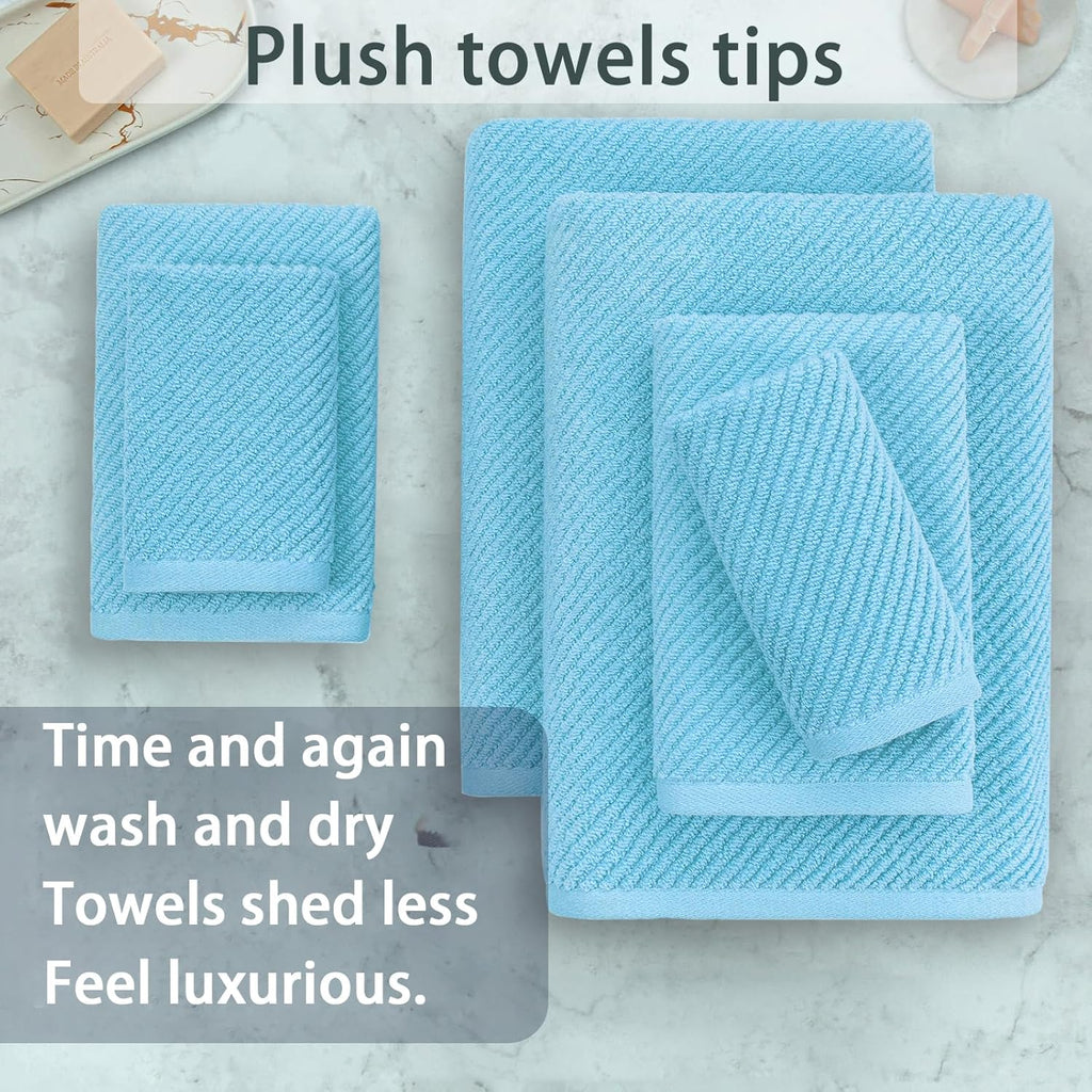 Towels for Bathroom - 100% Cotton | Quick Dry | Lightweight | Thick | Soft, Towel Set of 6, 2 Large