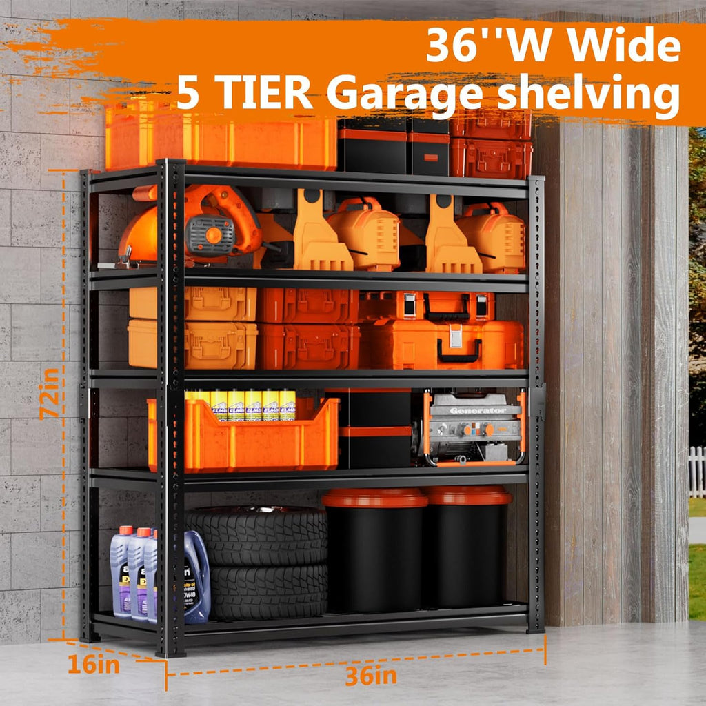 Storage Shelves Heavy Duty, 3 PCS 36"L x 16"W x 72"H Garage Wire Shelving Unit Loads 2400LBS