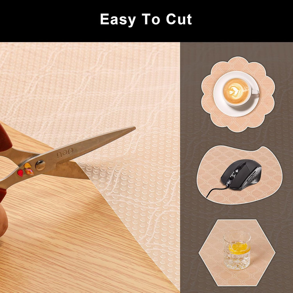 Cooyes Drawer and Shelf Liner, Non-Adhesive Shelf Liners for Kitchen Cabinets, Thick Strong Grip