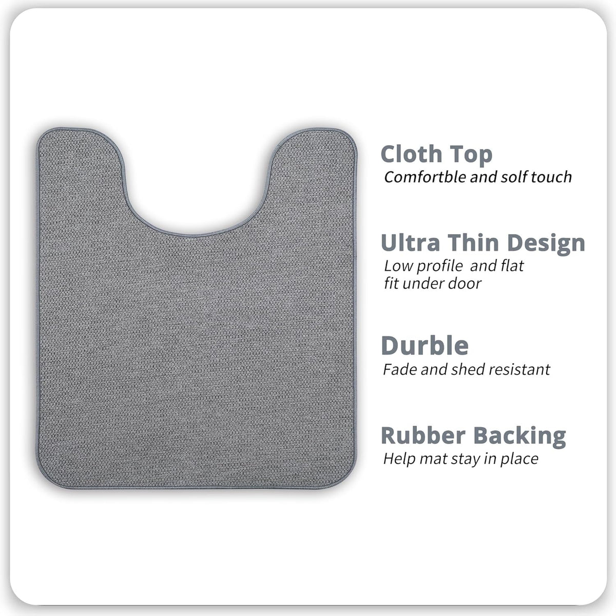 Toilet Rugs U Shaped Bathroom Rug,Machine Washable Non Slip Quick Dry Super Absorbent Ultra Thin